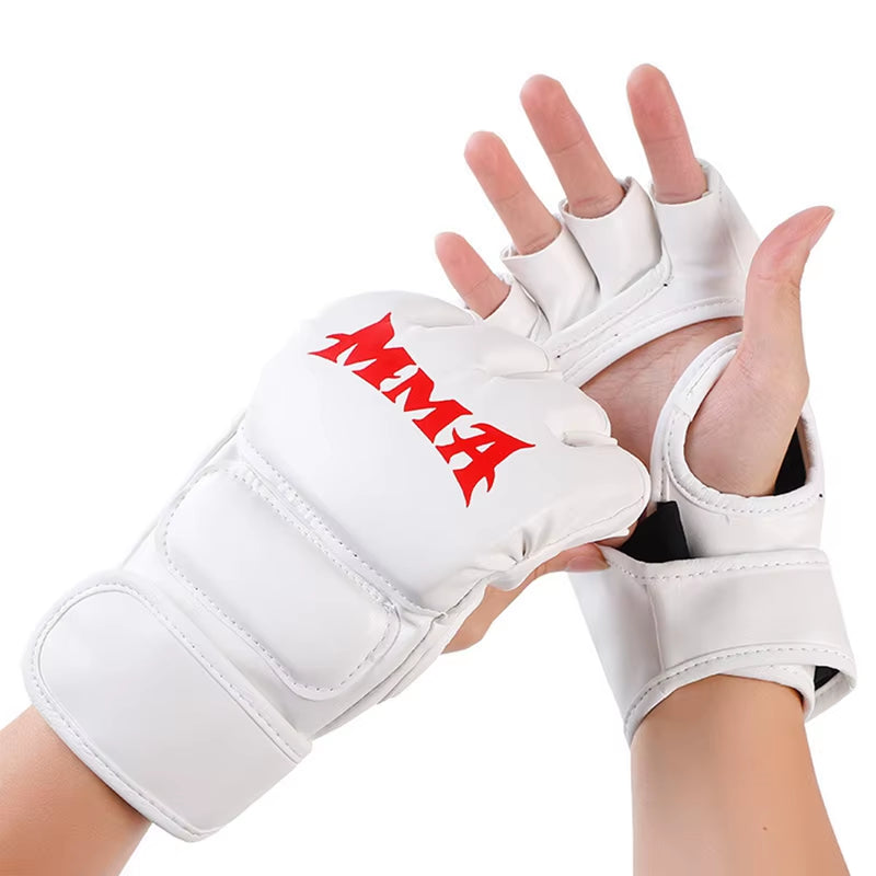 1Pair Thick Boxing Gloves MMA Gloves Half Finger Punching Bag Kickboxing Muay Thai Mitts Professional Boxing Training Equipment