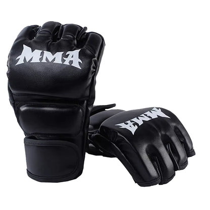 1Pair Thick Boxing Gloves MMA Gloves Half Finger Punching Bag Kickboxing Muay Thai Mitts Professional Boxing Training Equipment