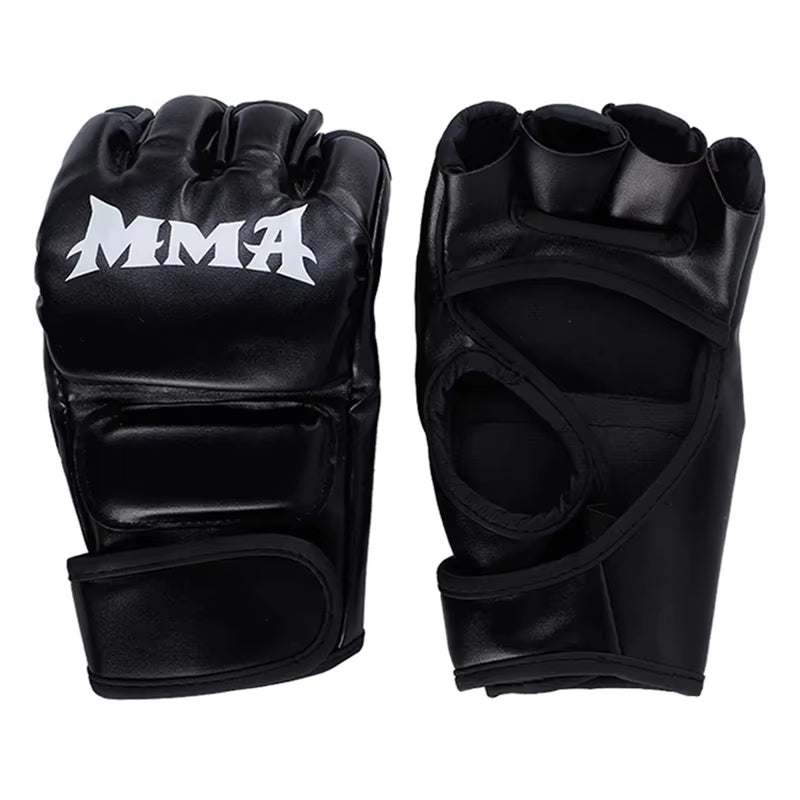 1Pair Thick Boxing Gloves MMA Gloves Half Finger Punching Bag Kickboxing Muay Thai Mitts Professional Boxing Training Equipment